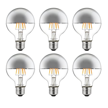 Sunlite LED G25 G80 Edison Globe Light Bulb, 6W 60W=, E26 Base, 530 Lumens, Dimmable, 2700K, 6PK 41602-NS